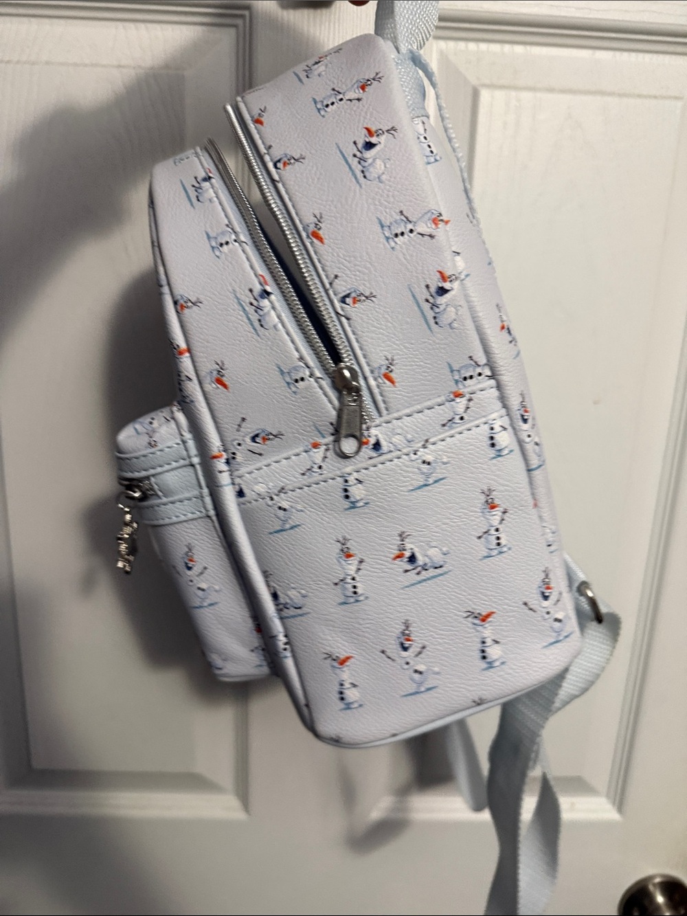 Loungefly Olaf Mini Backpack - Light Blue with Snowman Print - Picture 5 of 7